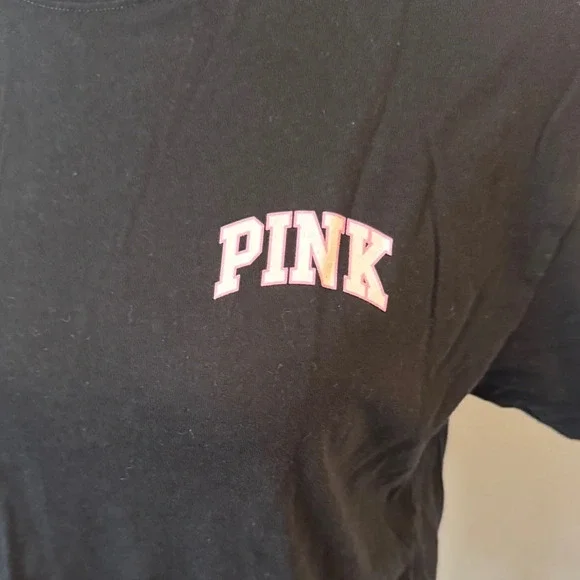 PINK Victoria's Secret Black Tee with Butterfly Graphic EUC XS/S - Picture 5 of 9